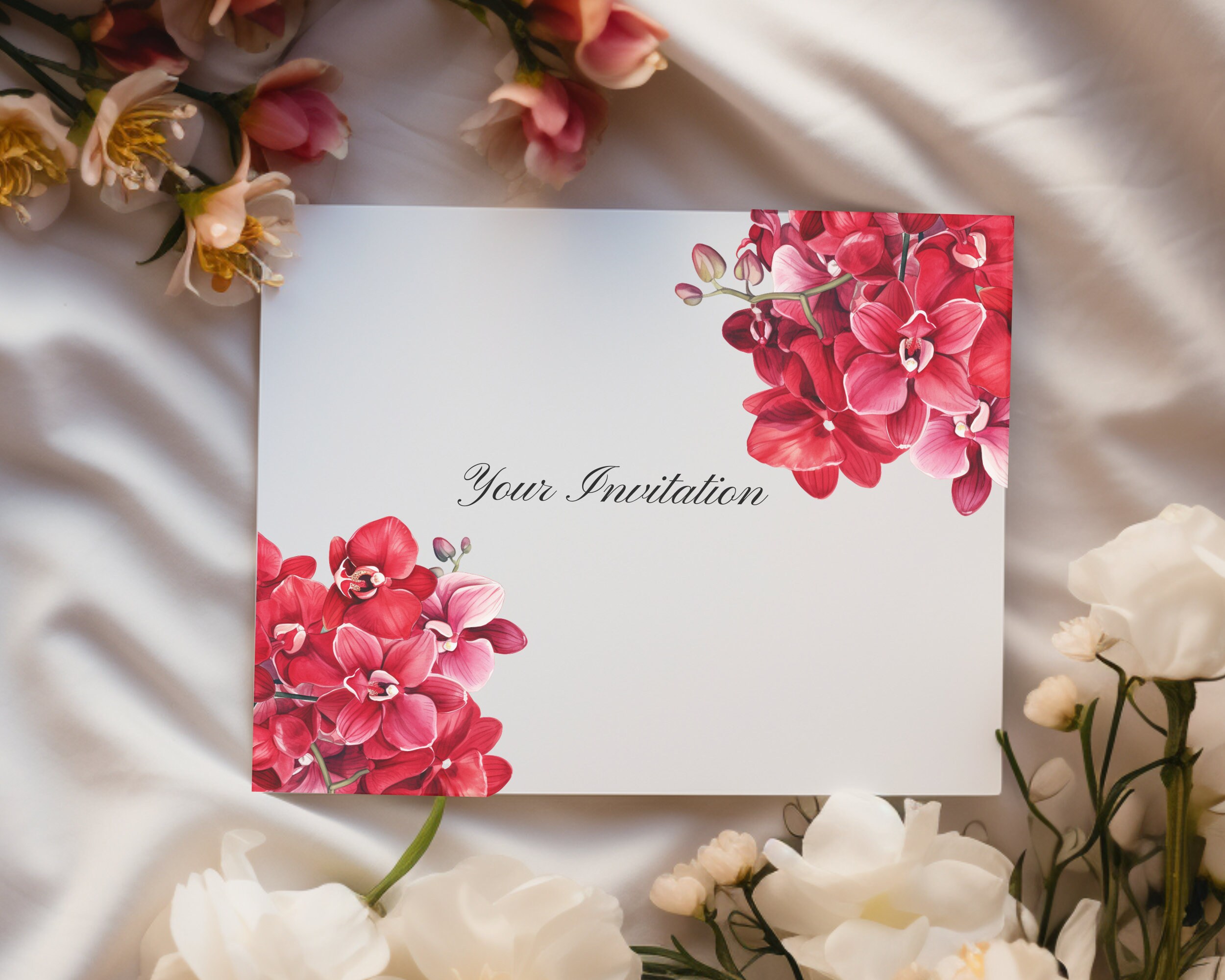 Watercolor Red Orchid Clipart Spring Floral Clip Art PNG - Etsy
