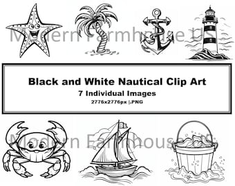 Nautical Ocean themed Clip Art Beach clip art sand crab Starfish Sailboat clip art lighthouse clip anchor sea theme clip art digital art