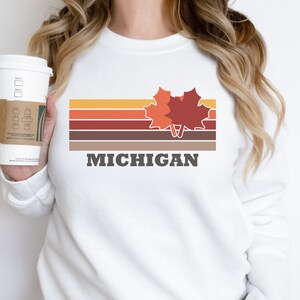 Michigan Fall Leaves Sweater Michigan Crewneck Michigan Thanksgiving Sweatshirt Detroit Halloween Sweater Michigan Gift