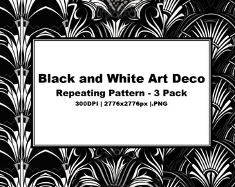 Art Deco Digital art print Original Repeating patterns 3 in the digital download art pack art deco black and white party print pattern