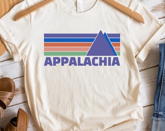 Appalachia Outdoor Shirt, Unisex Jersey Short Sleeve Tee, Bella & Canvas 3001 Tee, Multi Color Stripe t-shirt, Mountain shirt