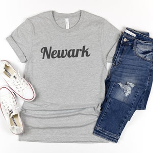 Newark Cursive Script Tee Shirt, US Shirt, Bella & Canvas 3001 Tee, Jersey Shirt, Newark Shirt