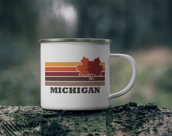 Michigan Fall Mug Michigan Coffee Mug Michigan Fall Leaves theme cup Detroit Halloween mug Michigan Gift Stocking Stuffer