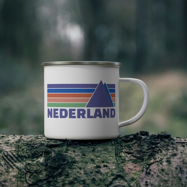 Nederland Colorado Mug, Coffee Mug, Hiking and Camping Mug, 12oz stainless steel enamel mug