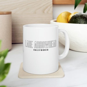 Arrowhead Lake California Mug, Coffee Mug, Tea Mug, Ceramic Mug 11oz, College Outline Print Coffee Mug, White Mug, One sided print mug