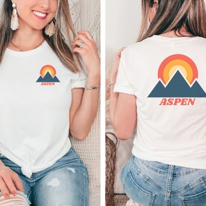 Aspen Tshirt Aspen T-shirt Aspen Front and Back Logo Tee Colorado Logo Tshirt Aspen Gift