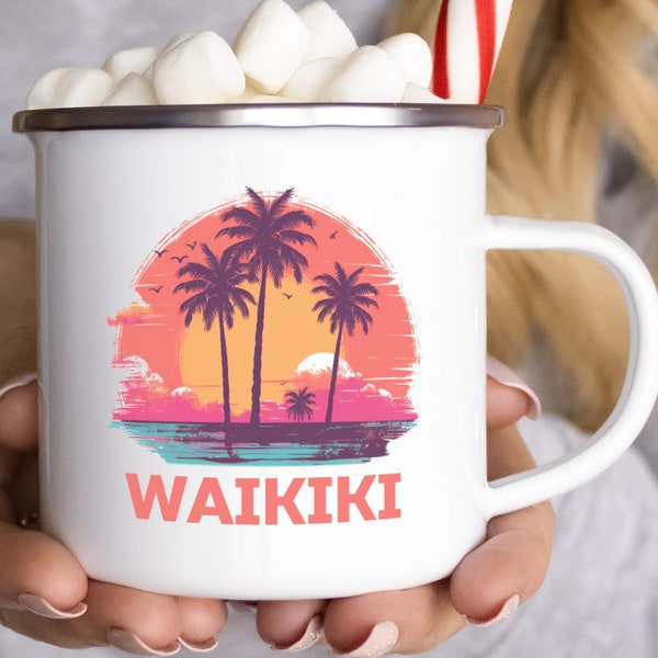 Waikiki Mug Waikiki Stainless Steel Camp Mug Waikiki Camping Mug Oahu Mug Coffee mug Waikiki Gift