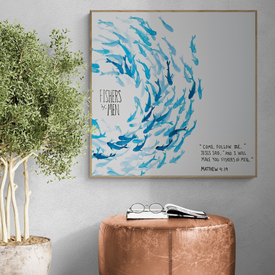 Fishers of Men Wall Art, Scripture Art, Bible Verse Poster, Home Decor