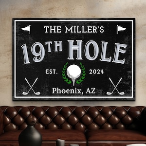 19th Hole Sign, Golf Wall Art, Personalized Golf Decor, Custom Cool Golf Gifts for Him, Best Golfer Gift, Home Bar Artwork, Sports Man Cave