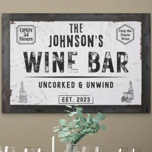 Personalized Wine Bar Sign, Modern Farmhouse Wine Cellar Decor, Rustic Pub Wall Art, Housewarming Gifts for Her, Custom House Bar Decoration