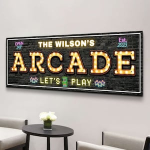 Arcade Signs, Personalized Game Room Wall Decor, Custom Marquee Arcade Wall Art Decorations, Retro Video Games Man Cave Gifts, Name Artwork