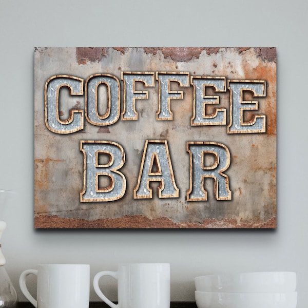 Coffee Bar Sign, Coffee Bar Accessories, Rustic Coffee Decor, Vintage Kitchen Wall Art, Farmhouse Artwork Home Decoration, Housewarming Gift