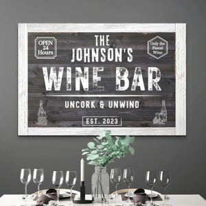 Wine Bar Sign, Personalized Farmhouse Wine Cellar Wall Art, Custom Rustic Winery Home Decor, Family Name Pub Artwork, Basement Bar Lounge