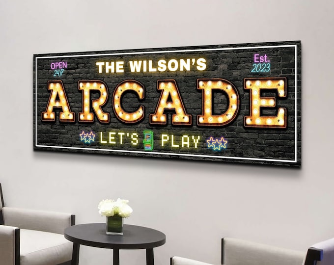 Arcade Signs, Personalized Game Room Wall Decor, Custom Marquee Arcade Wall Art Decorations, Retro Video Games Man Cave Gifts, Name Artwork