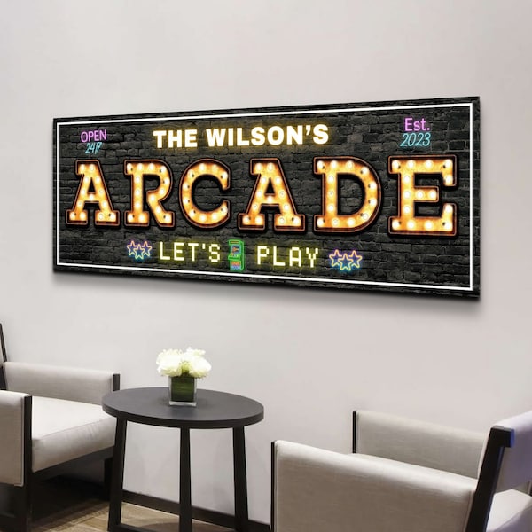 Arcade Signs, Personalized Game Room Wall Decor, Custom Marquee Arcade Wall Art Decorations, Retro Video Games Man Cave Gifts, Name Artwork