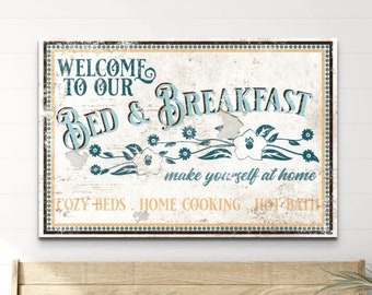 Vintage Bed and Breakfast Sign, Bedroom Decor, Kitchen Wall Art, Antique Distressed Artwork, Rustic Farmhouse Decorations, Home Dining Gifts