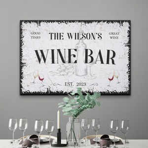Wine Bar Signs, Personalized Wine Cellar Wall Art, Custom Winery Canvas Print, Home Decor, Housewarming Gifts, Rustic Artwork, Family Name