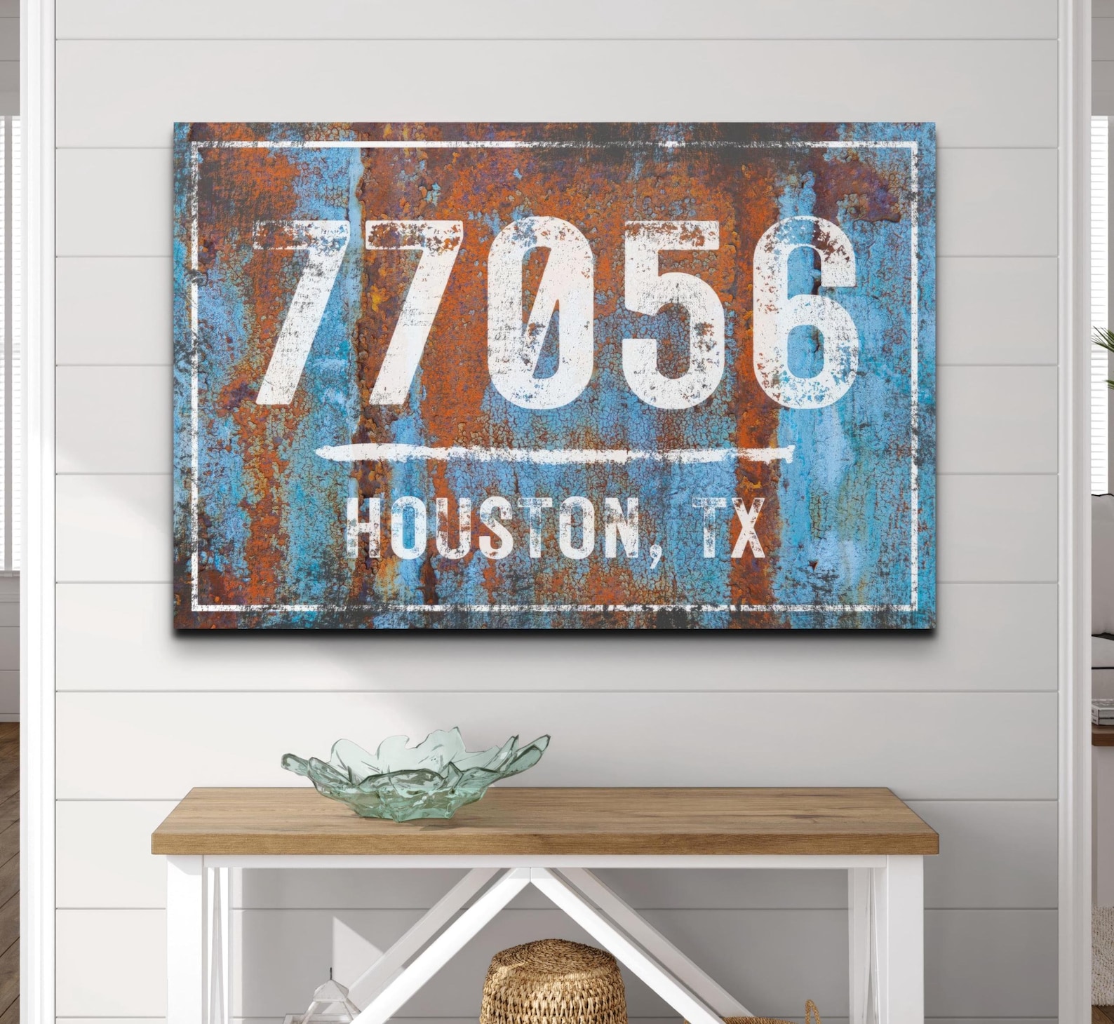 Blue Zip Code Sign City State Wall Art Lake House Decor Farmhouse ...