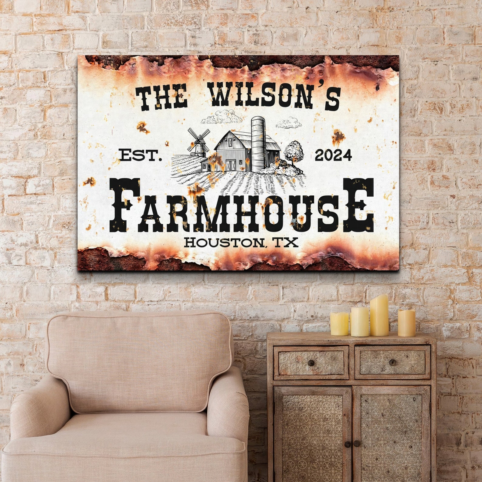 Farmhouse Sign, Personalized Homestead Wall Art, Vintage Rustic Ranch ...