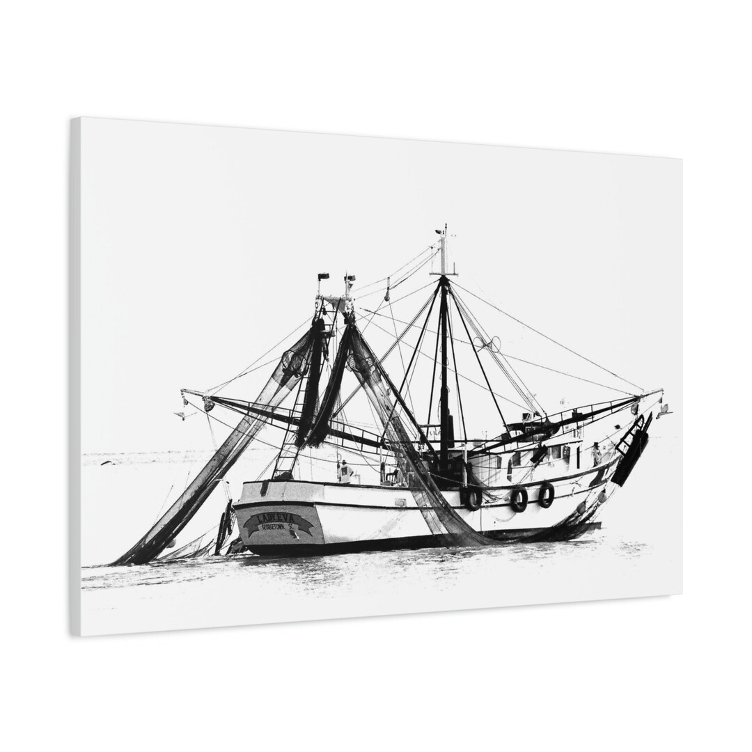 Shrimp Boat Canvas Print Coastal Wall Art Sea Home Decor Etsy