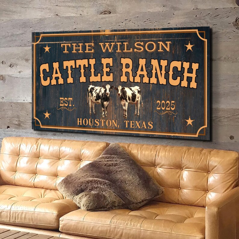 Custom Cattle Ranch Sign Cattle Ranch Sign, Personalized Cattle Wall Art, Rustic Farmhouse Decor ...