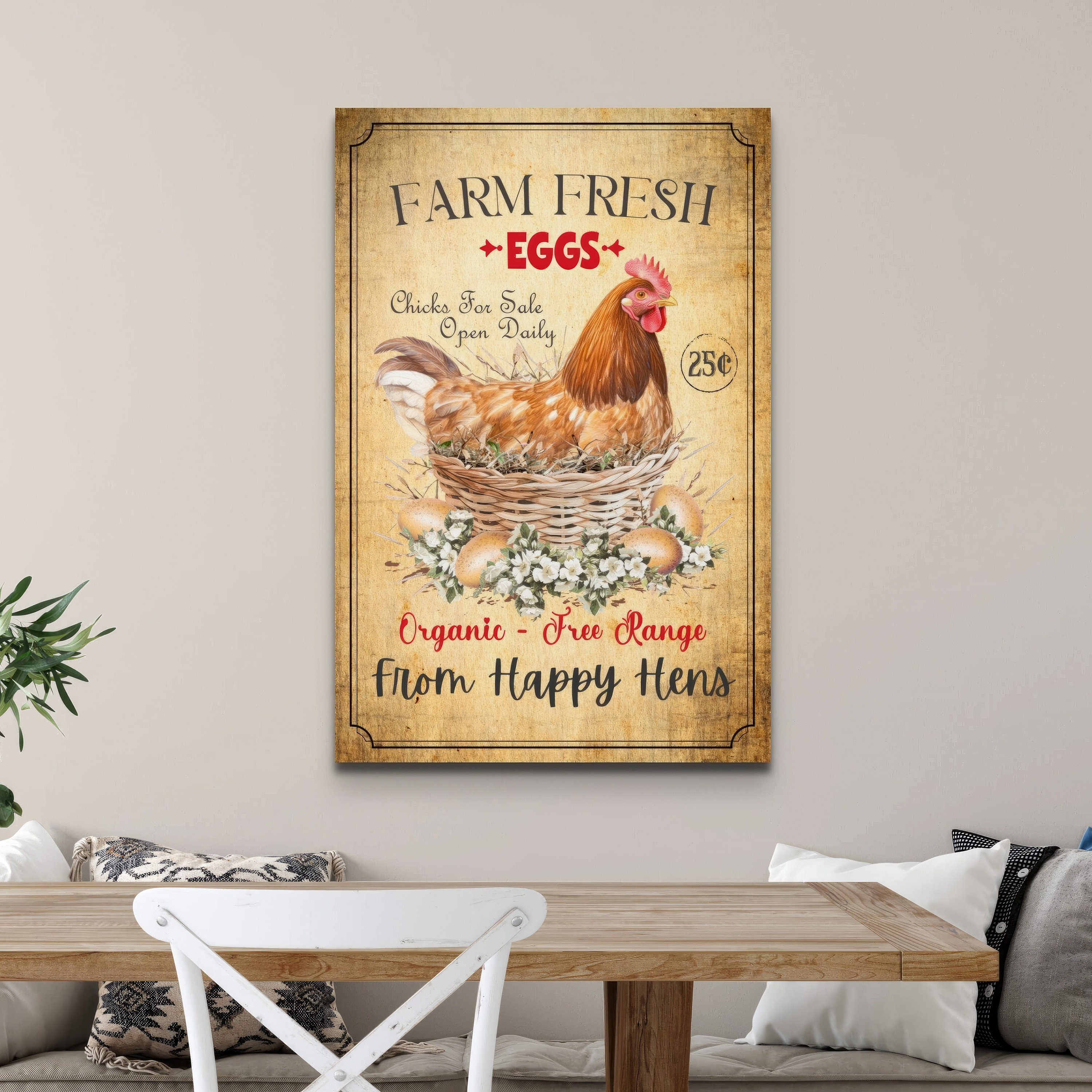 PXIYOU Insegna In Metallo Vintage 'Farm Fresh Chicken' – 20x30 Cm – Decorazione Rustica Per Parete, Bar, Cucina