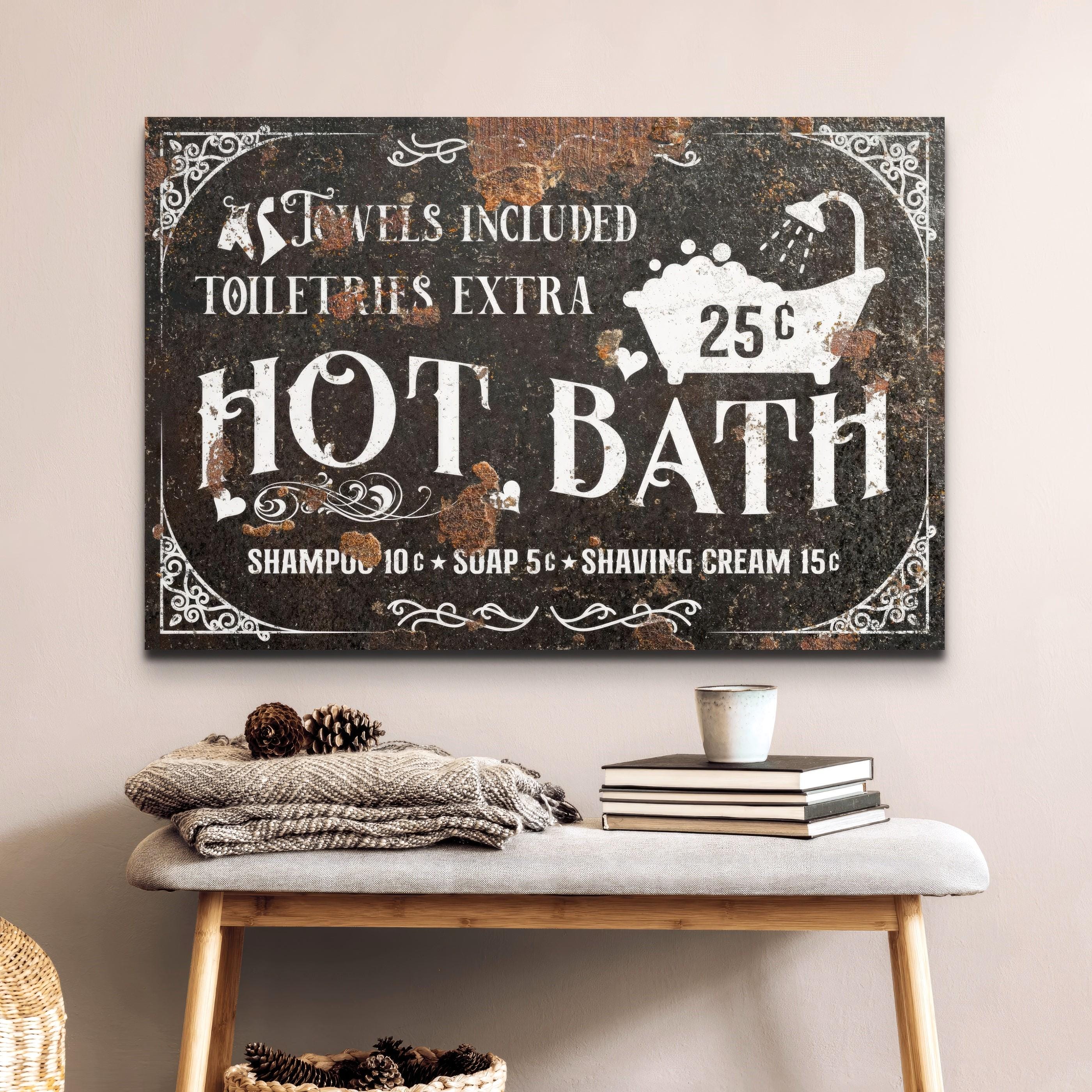 Rustic Bath Sign Rustic Hot Bath Sign, Bathroom Decor, Modern Farmhouse Bath Wall Art ...