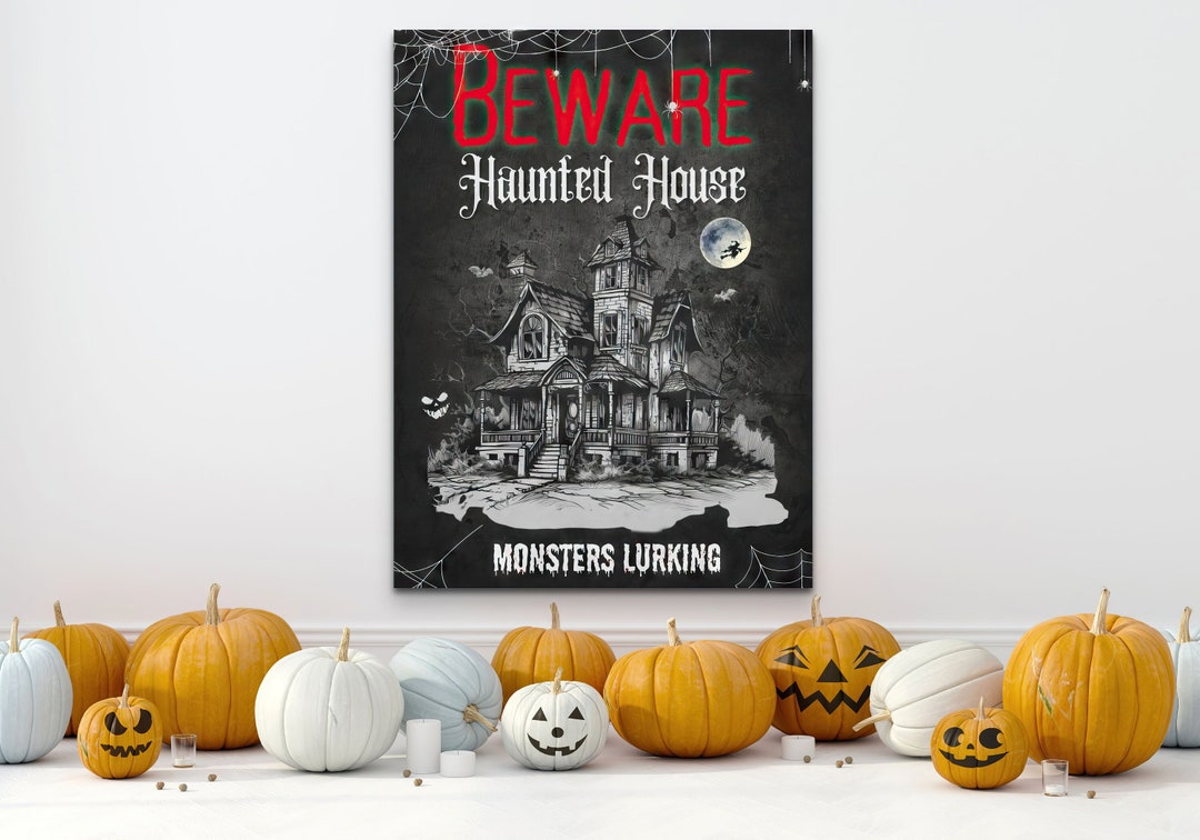 Halloween Wall Art, Haunted House Sign, Haunted Mansion Decor, Creepy ...