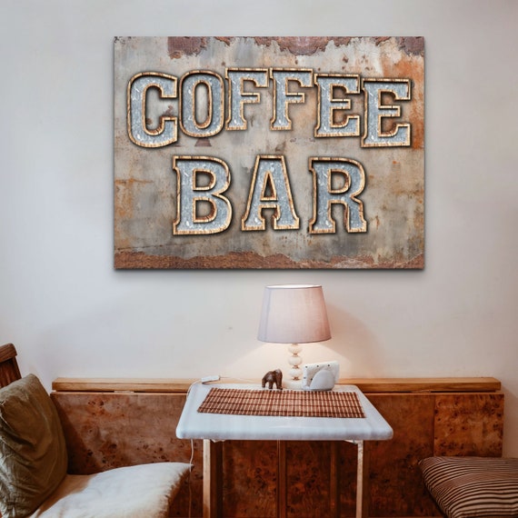 Coffee Bar Sign, Coffee Bar Accessories, Rustic Coffee Decor, Vintage  Kitchen Wall Art, Farmhouse Artwork Home Decoration, Housewarming Gift 