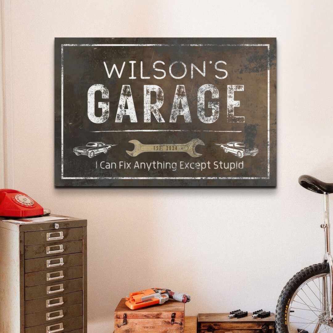 Personalized Garage Sign, Mechanic Gifts, Workshop Wall Art, Rustic ...