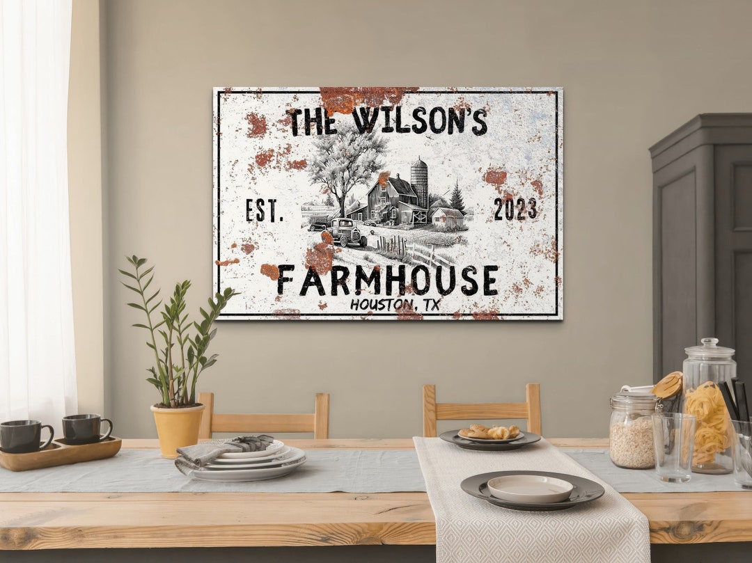 Rustic Farmhouse Sign Personalized Farm Wall Art Vintage - Etsy