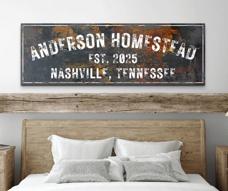 Rustic Homestead Sign Personalized Name, Custom Modern Farmhouse Wall ...