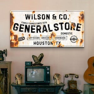 General Store Sign, Personalized Rustic Decor, Vintage Wall Art, Custom Mercantile Signage, Antique Store Sign, Name Canvas Print, Est Date image 7