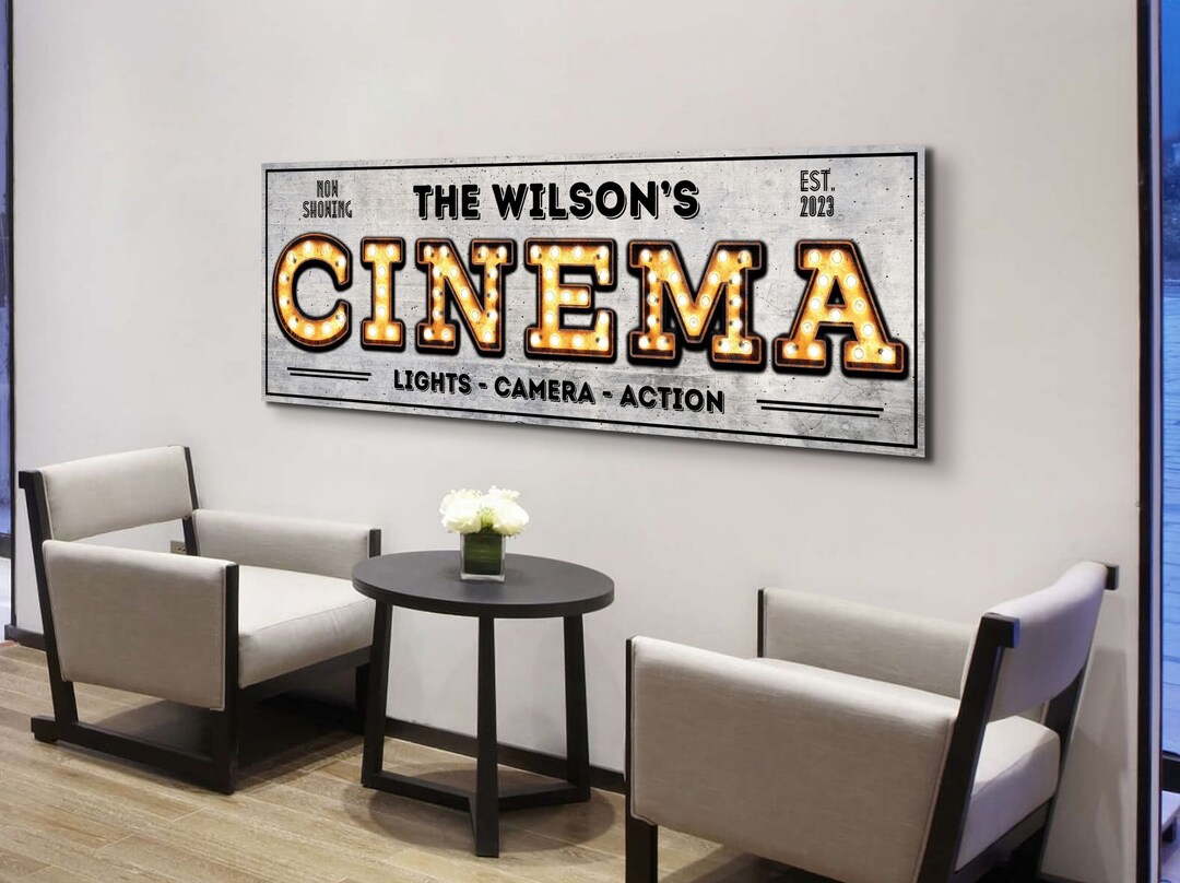 Cinema Theatre Personalized Vinyl Wall Decal – Home Movie Theater Mural, Removable