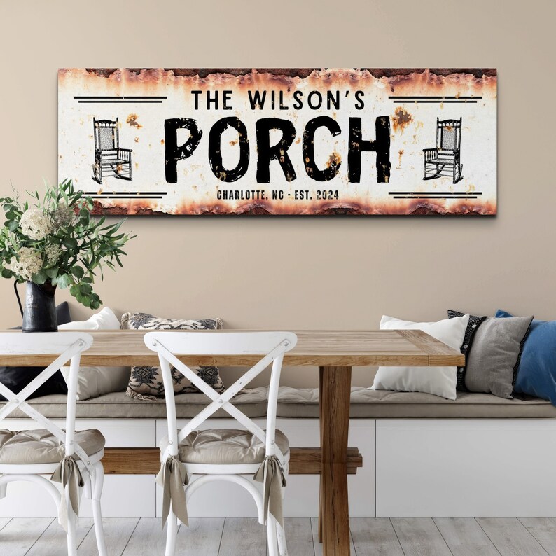 Rustic Porch Sign, Personalized Front Porch Wall Art, Farmhouse Home ...