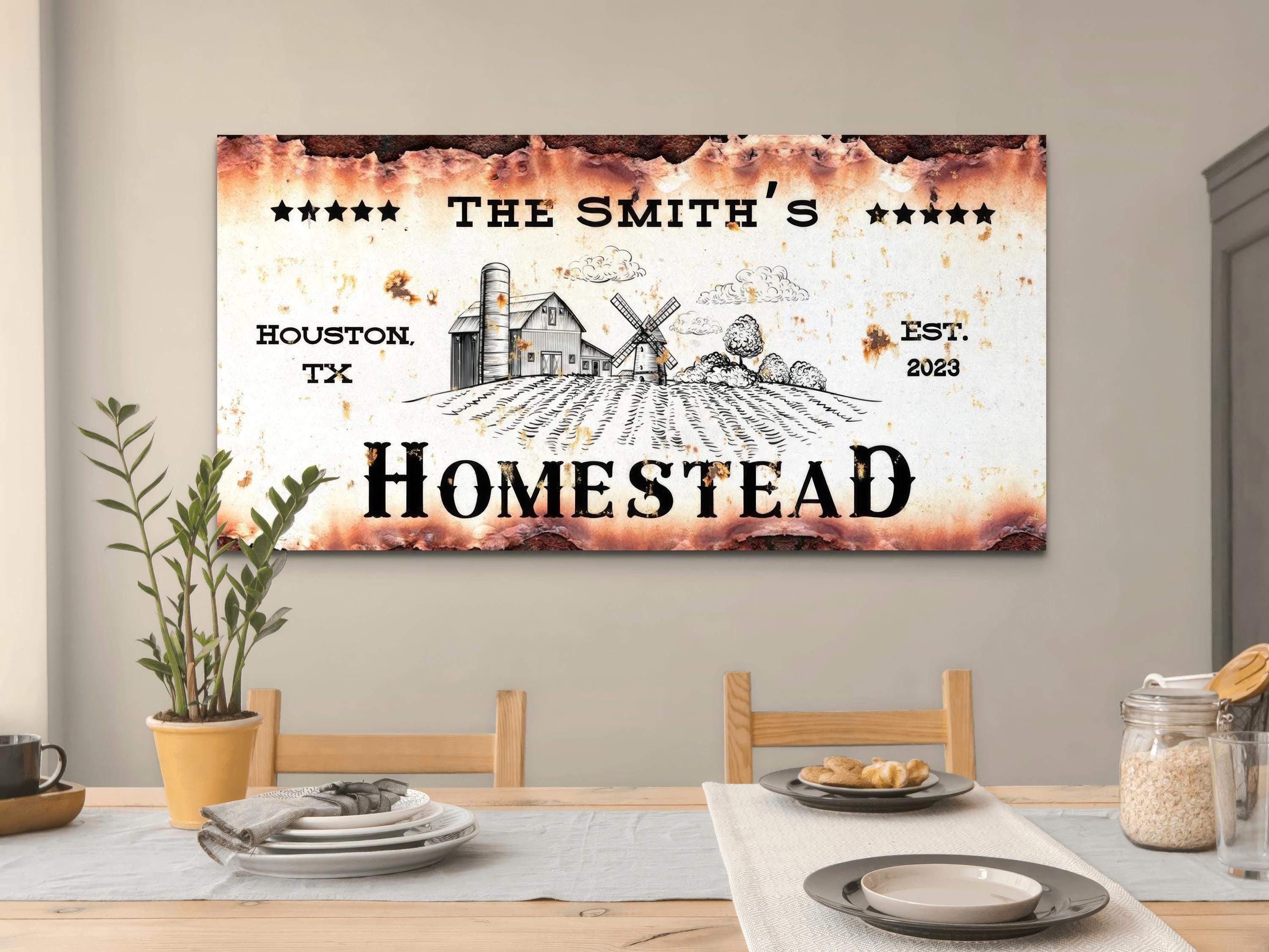 Homestead Sign Design Homestead Sign, Rustic Personalized Farmhouse Wall Decor, Custom Farm ...