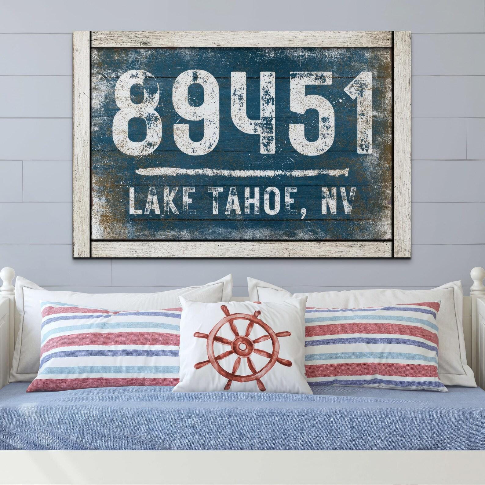 Zip Code Sign, Rustic Location Wall Art, Custom Home Decor