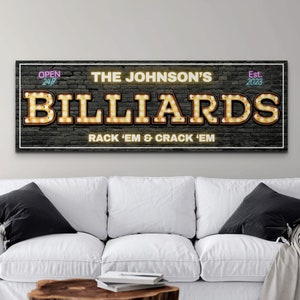 Personalized Billiards Sign, Custom Pool Table Room Decor, Rustic ...