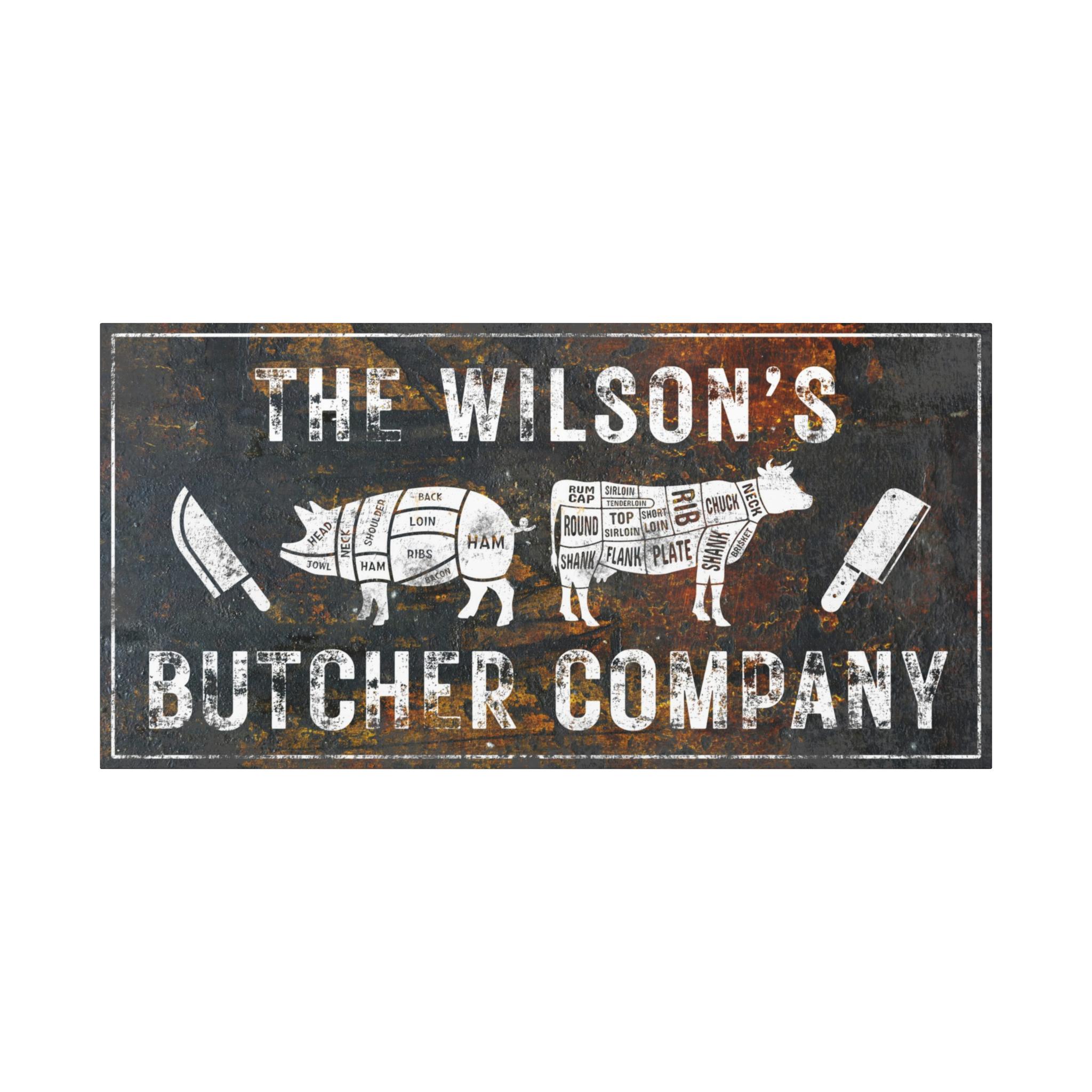 Butcher Sign Personalized Kitchen Wall Art, Custom Rustic Farmhouse ...