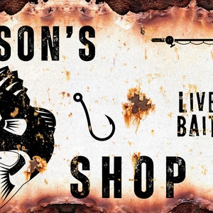 Bait and Tackle Sign, Personalized Fishing Gifts for Men, Bait Shop ...
