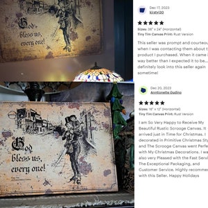 Vintage Tiny Tim Wall Art, Scrooge Signs, A Christmas Carol Canvas Print, Inside Rustic Xmas ...