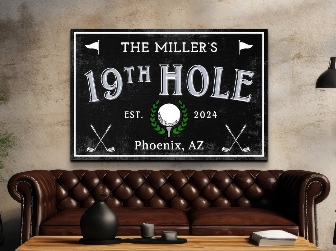 19th Hole Sign, Golf Wall Art, Personalized Golf Decor, Custom Cool ...
