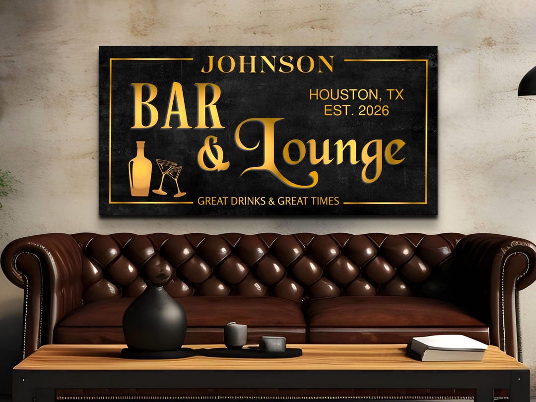 Personalized Bar & Lounge Wall Art Sign, Custom Name Bar Decor ...