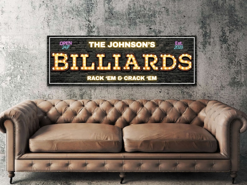 Personalized Billiards Sign, Custom Pool Table Room Decor, Rustic ...