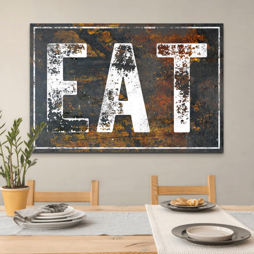 Rustic Eat Sign, Dining Room Wall Art, BBQ Restaurant Decor, Kitchen ...