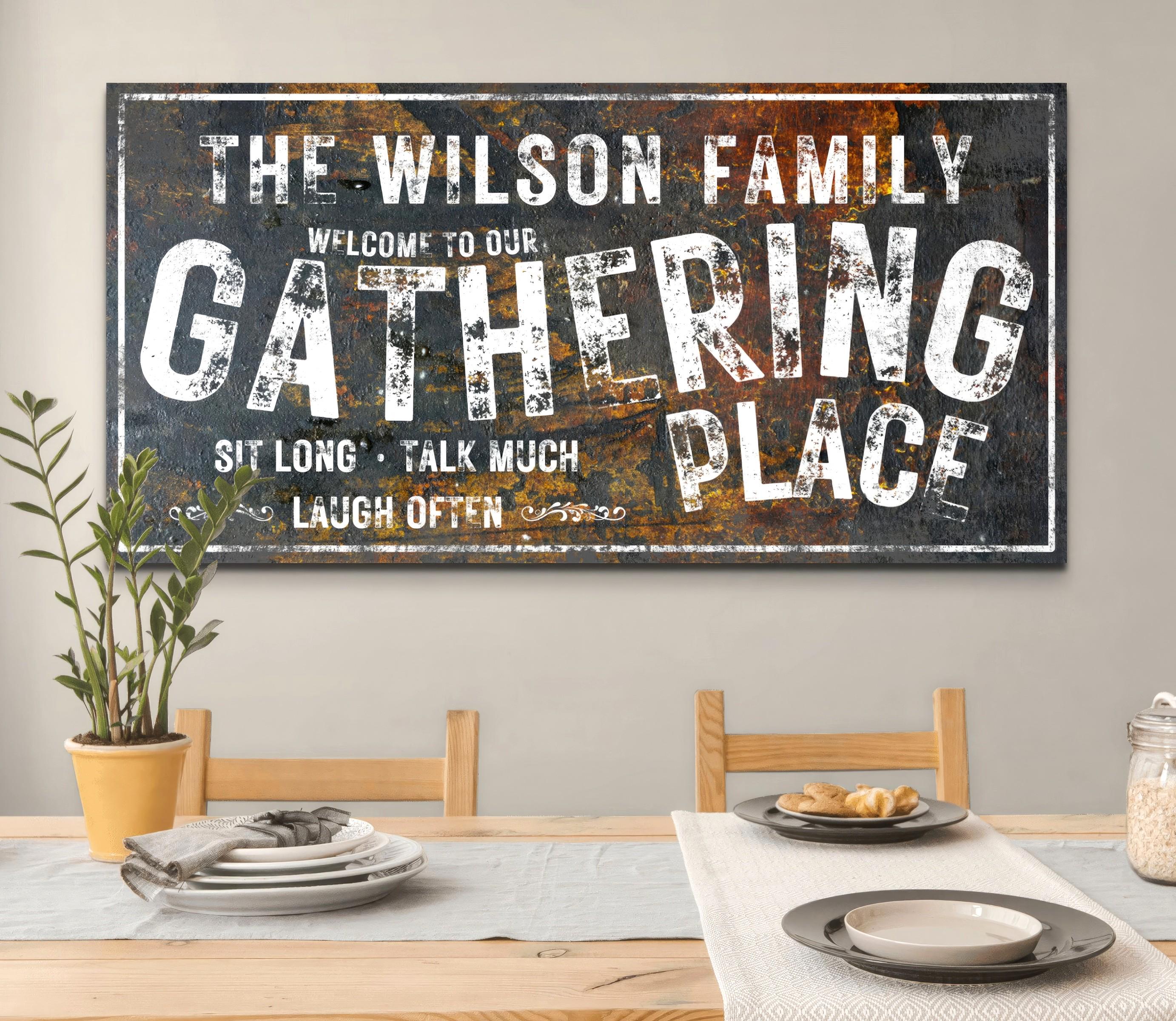 Rustic Gathering Place Sign, Modern Farmhouse Gather Wall Art, Country ...