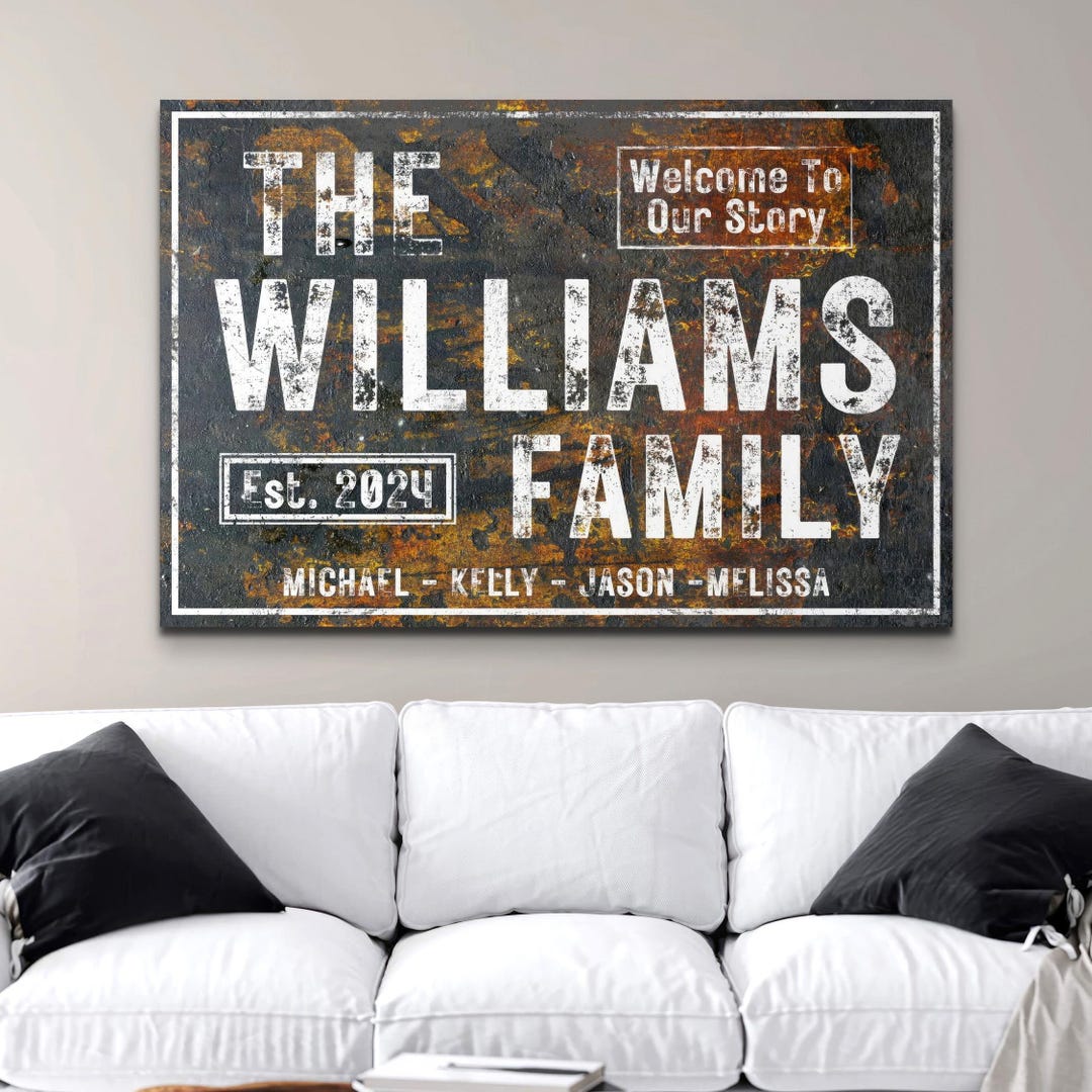 Rustic Family Name Sign Personalized Family Wall Art, Modern Farmhouse ...