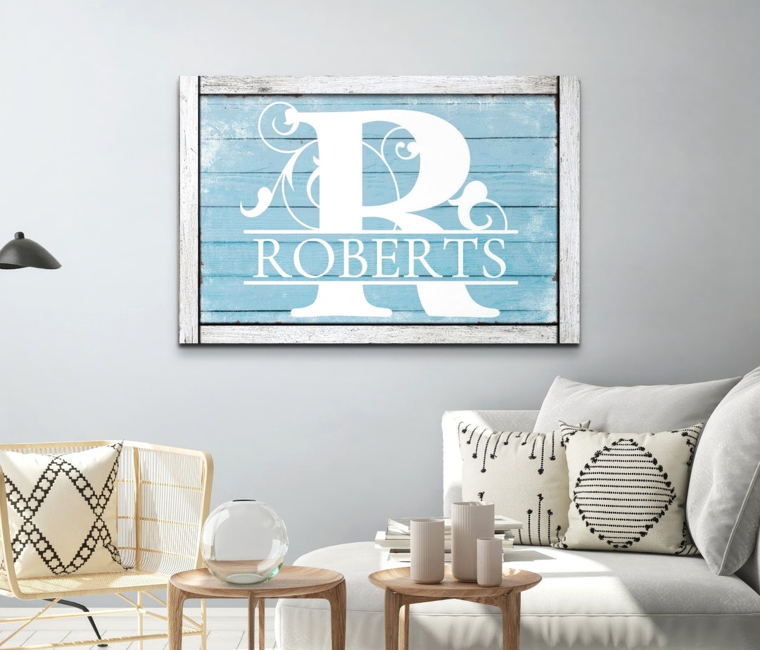 Monogram Family Name Sign, Personalized Wall Art, Custom Modern ...