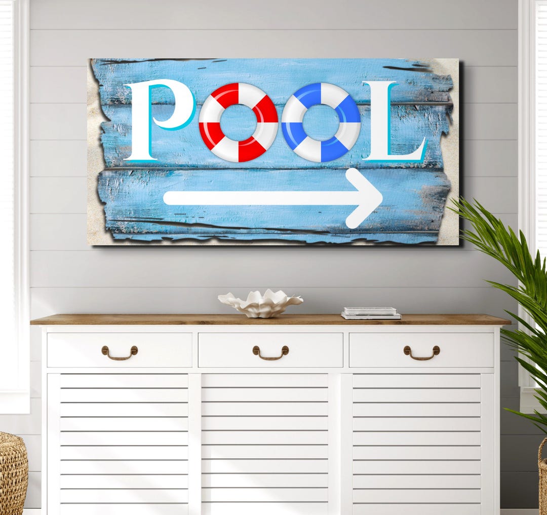 Pool Arrow Sign, Pool Arrow Wall Art Canvas Print, Swimming Pool ...