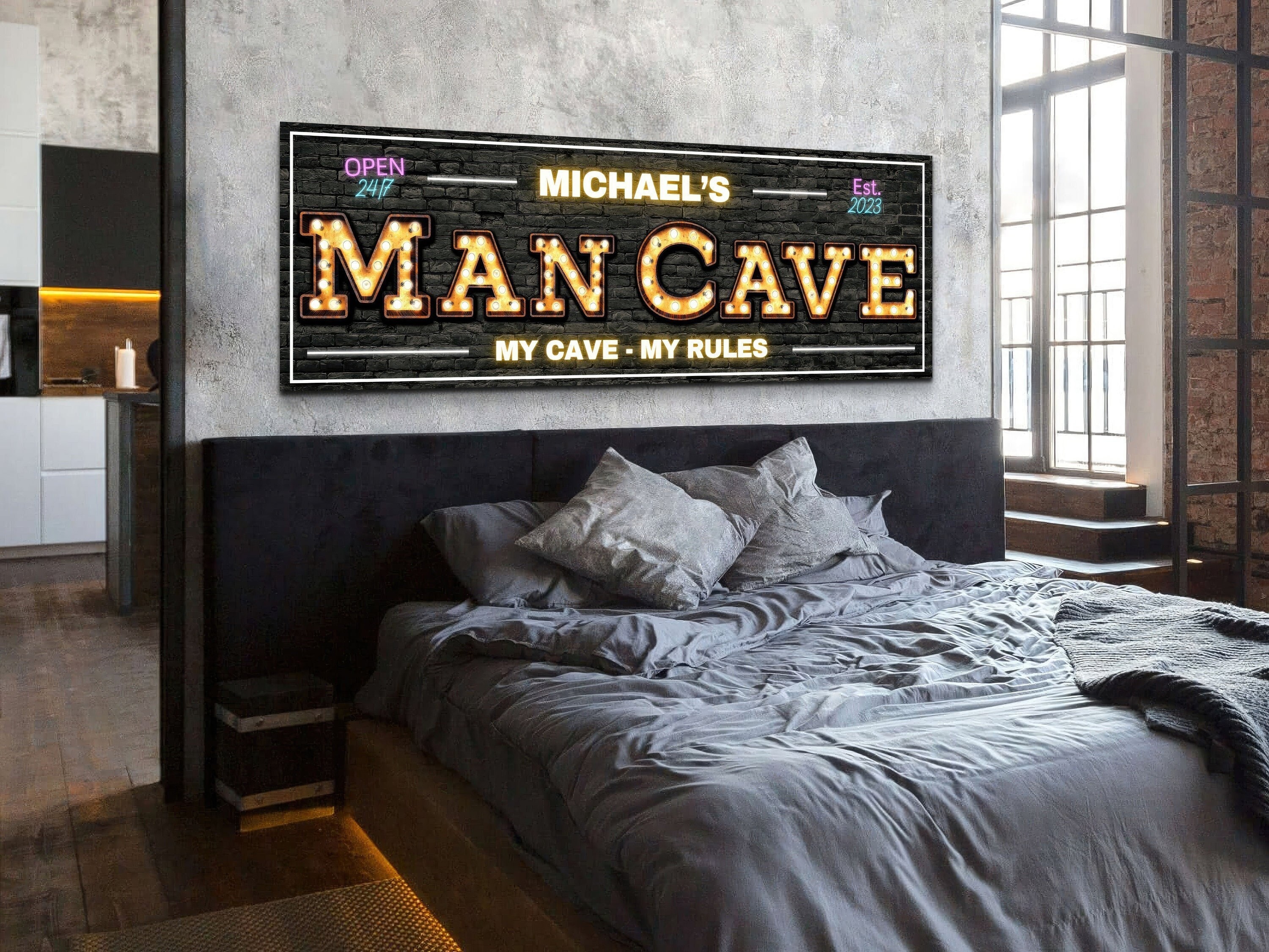 Personalized Man Cave Sign, Custom Basement Bar Decor Accessories, Dad Man  Cave Artwork, Gifts for Men or Him, Rustic Wall Art Canvas Print - Etsy  Israel, image size:3000x2251
